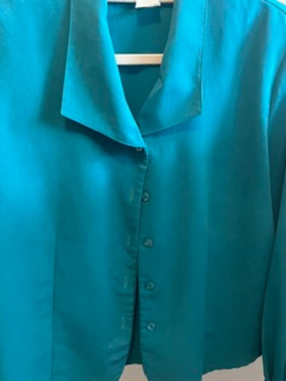 Teal green ultra suede blouse
